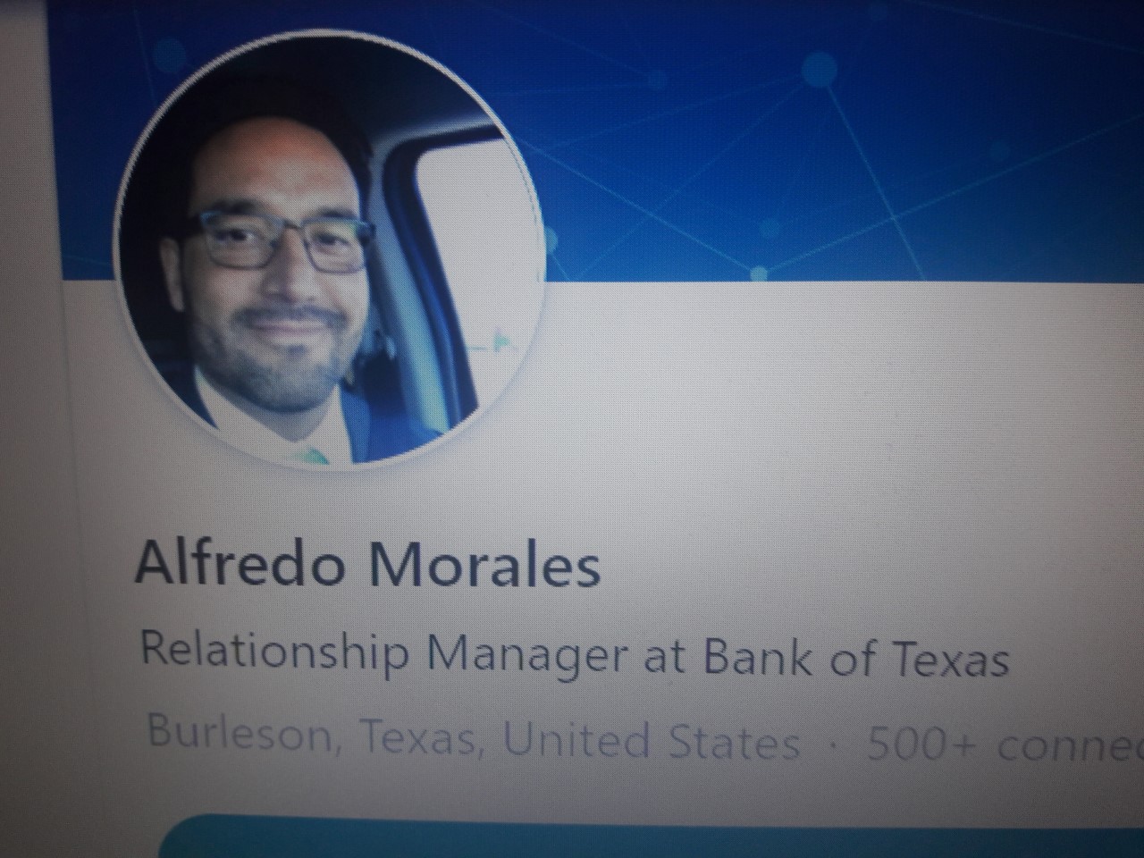 His current position at Bank of Texas.