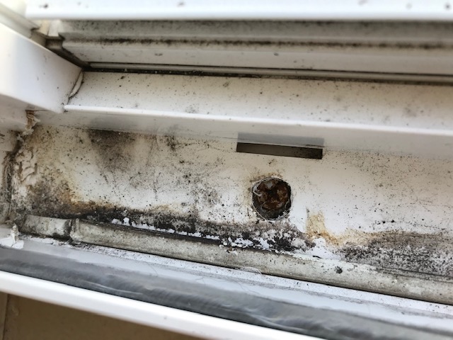 Fasteners are rusted and penetrate the sill