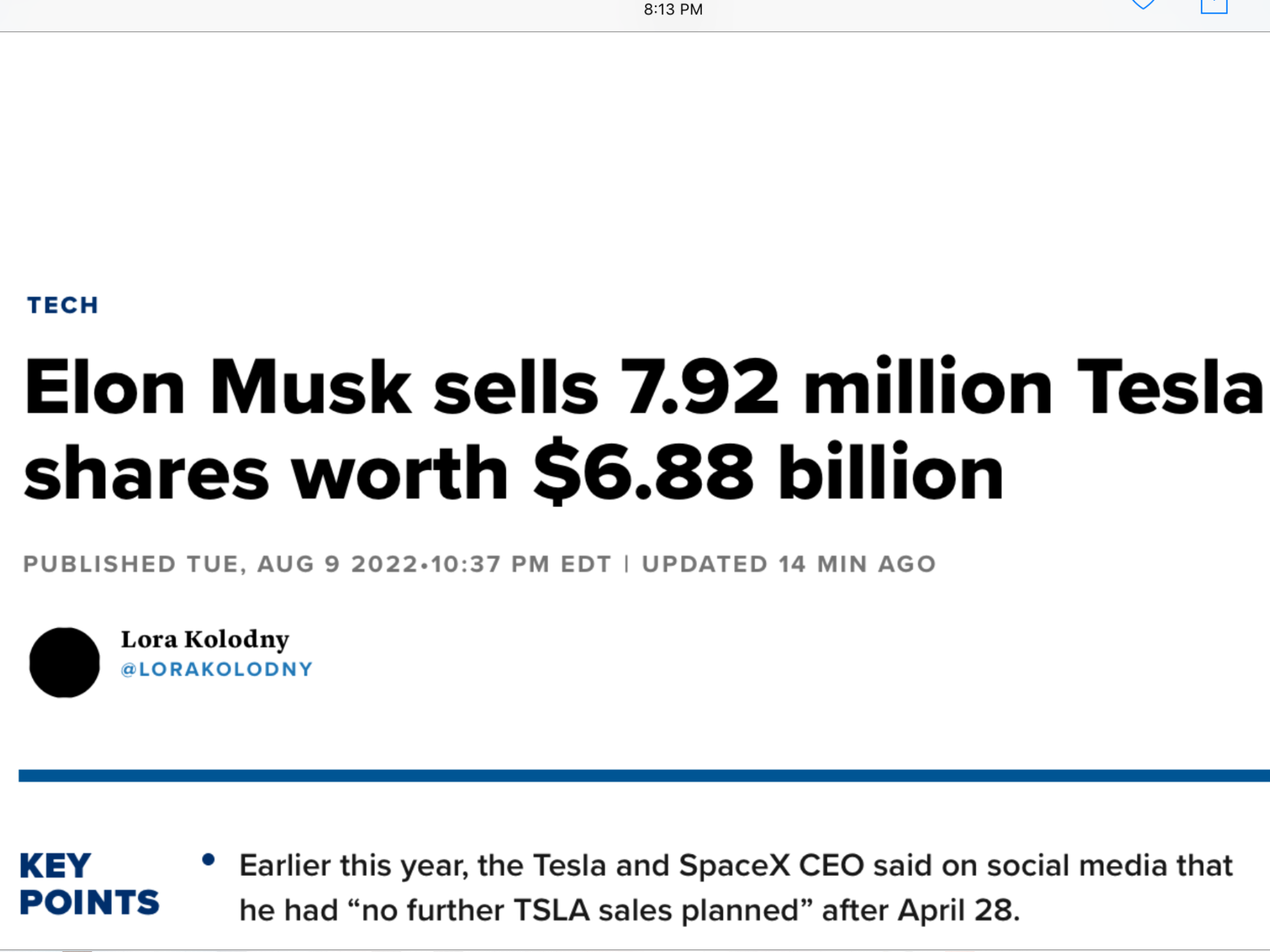 THAT IS A BOATLOAD OF STOCK ELON RECENTLY SOLD