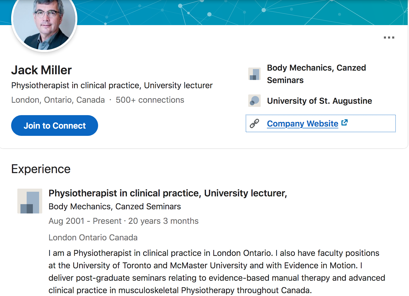 Jack Miller Physiotherapist LinkedIn