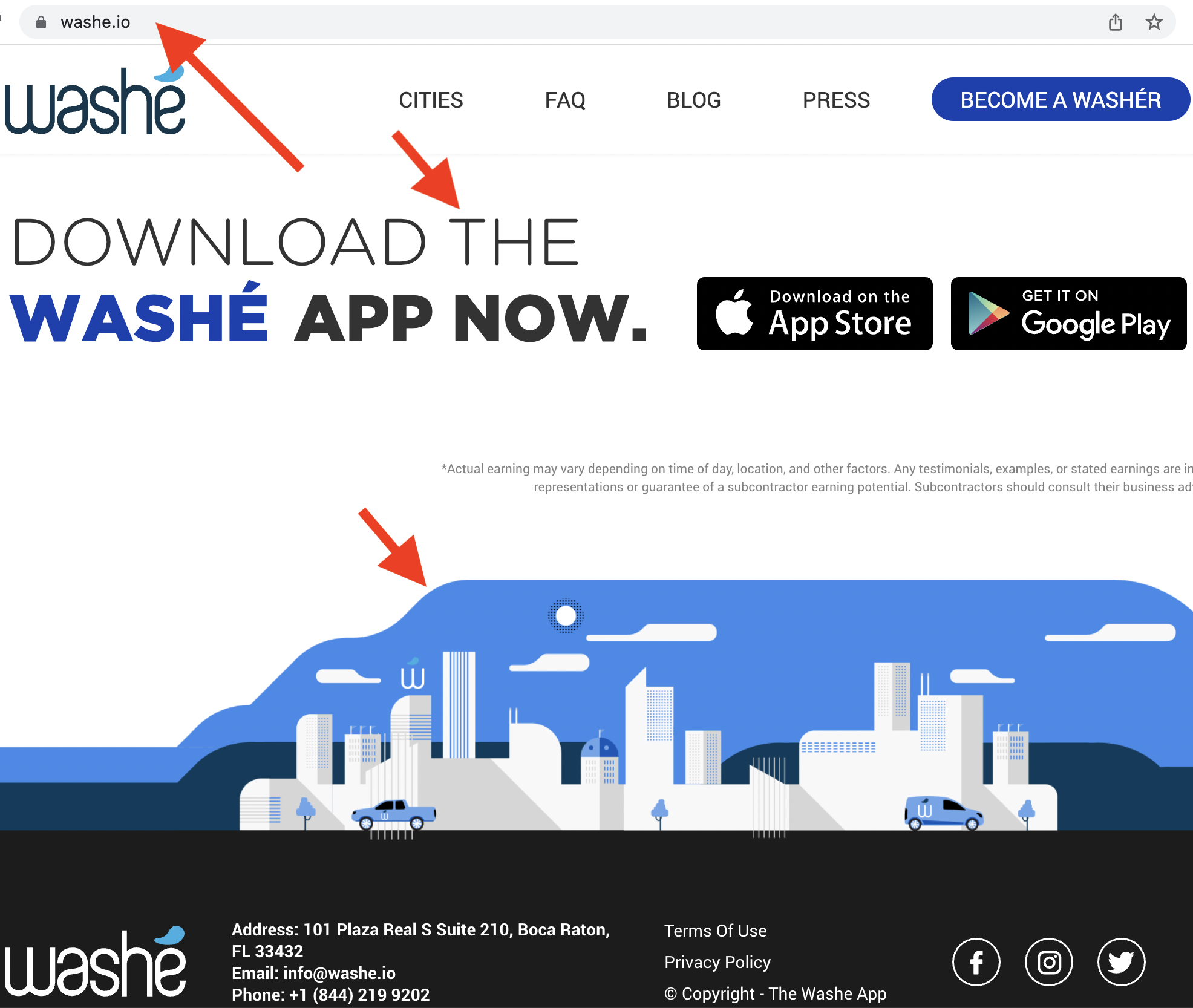The original https://www.washe.io/ footer