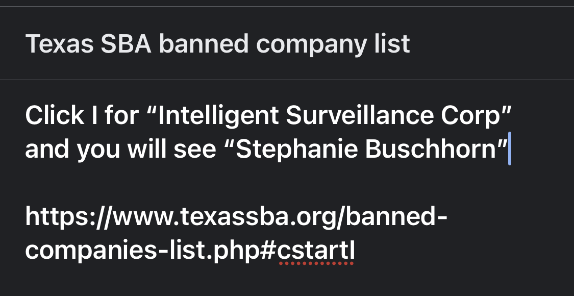 ISC Banned Company in Texas