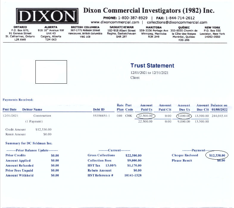 Dixon Collection Investigators Extreme Hidden Fees