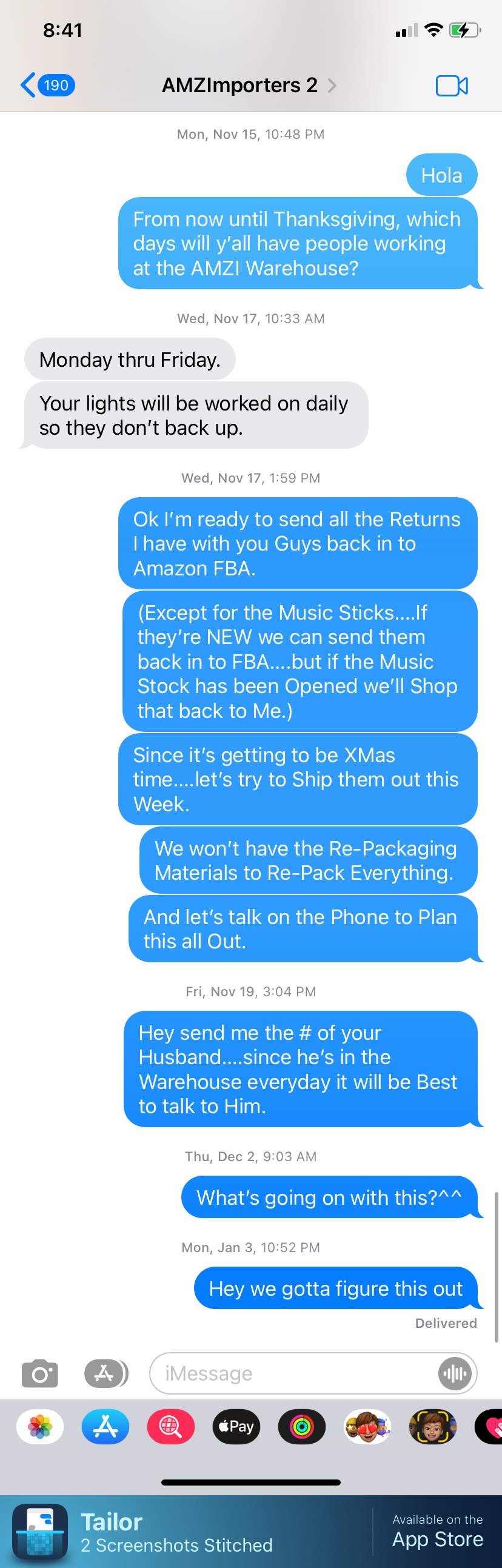 Trying to get ahold of AMZImporters....No Response