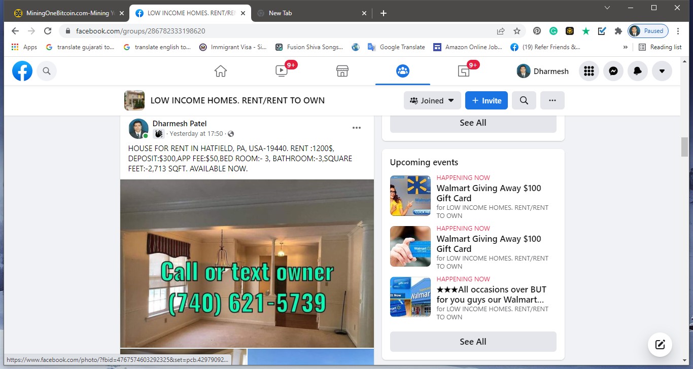 house rent ad post by me