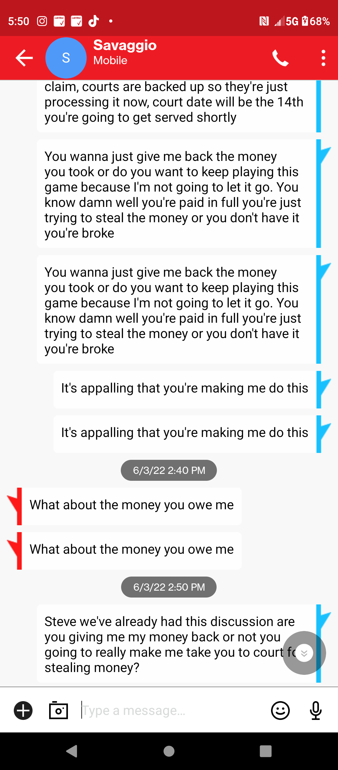 still asking for the money