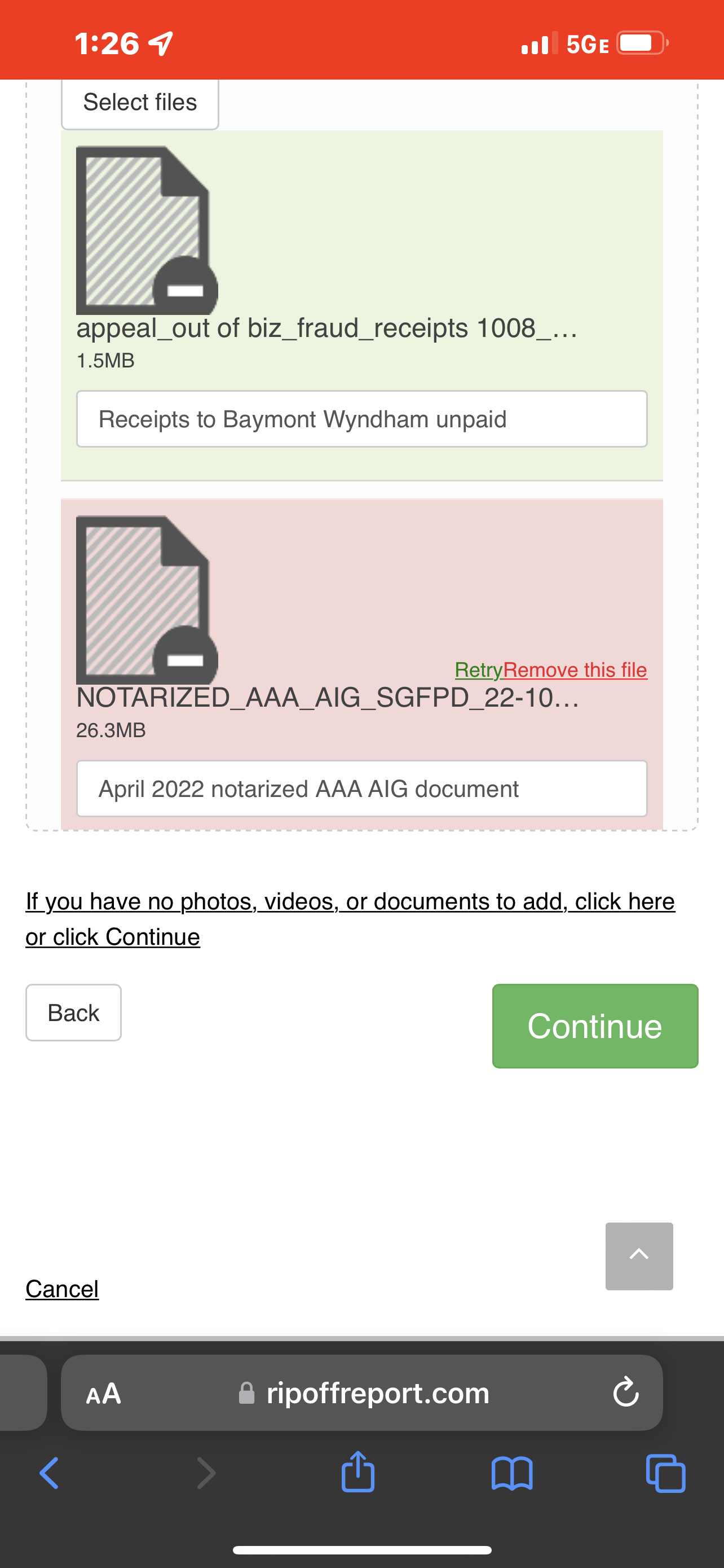 Notarized document not uploading