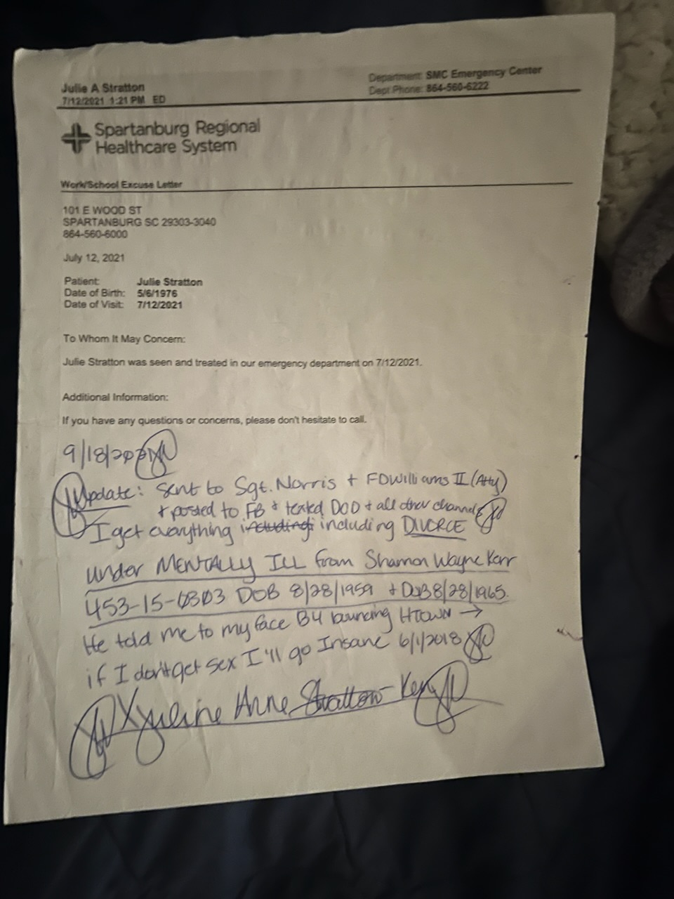 Fake hospital records Spartanburg regional