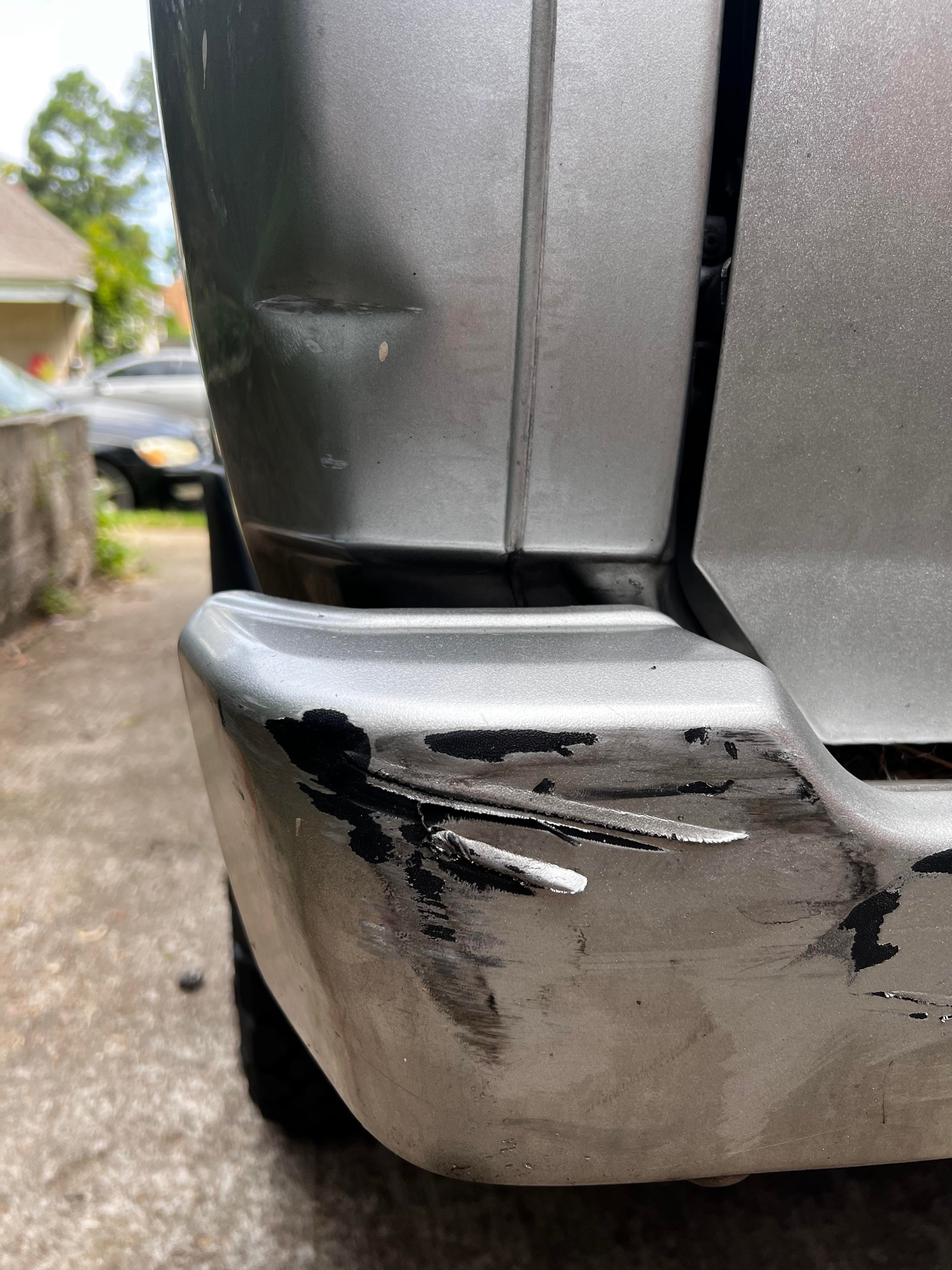 damage to rear of van