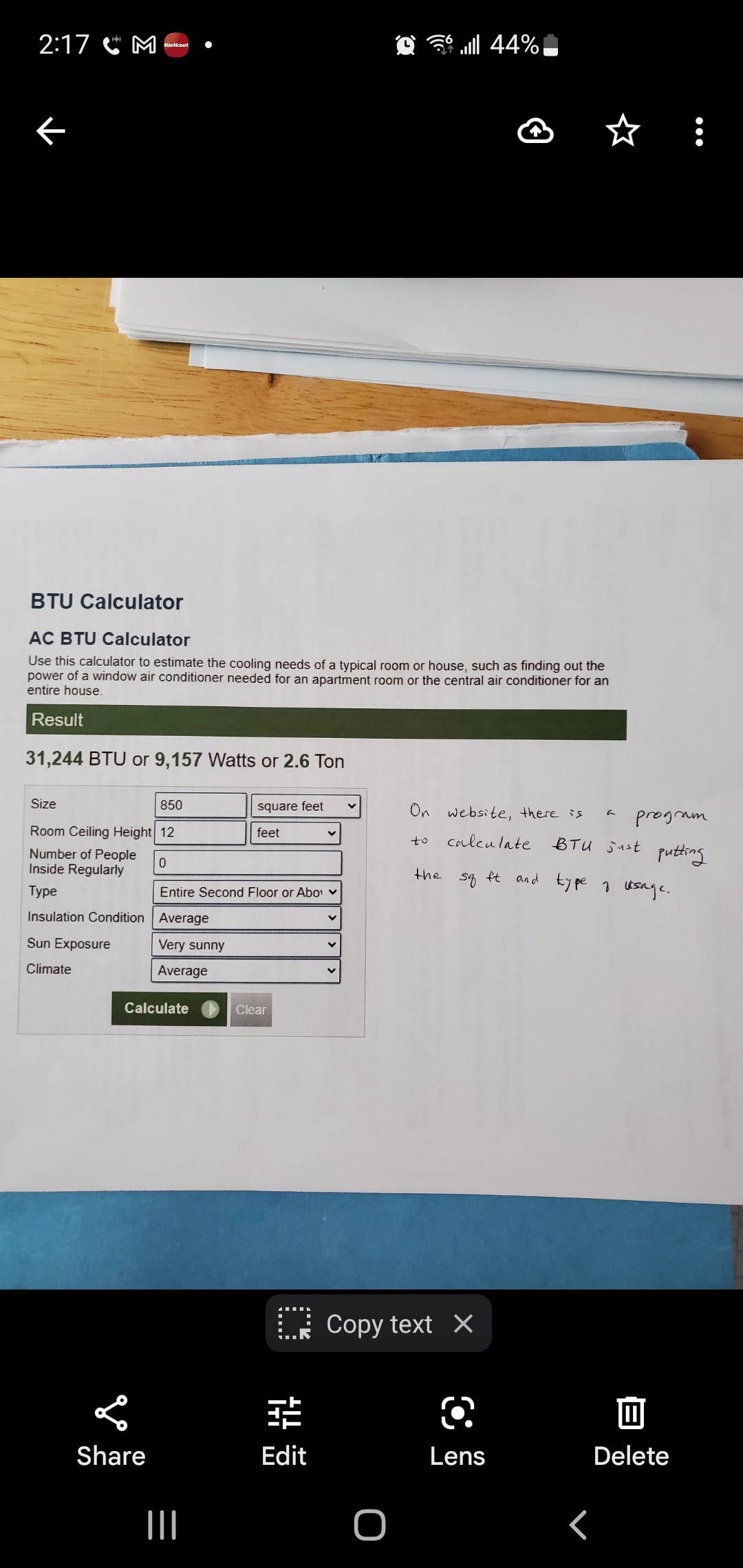 Split Unit BTU Calculation
