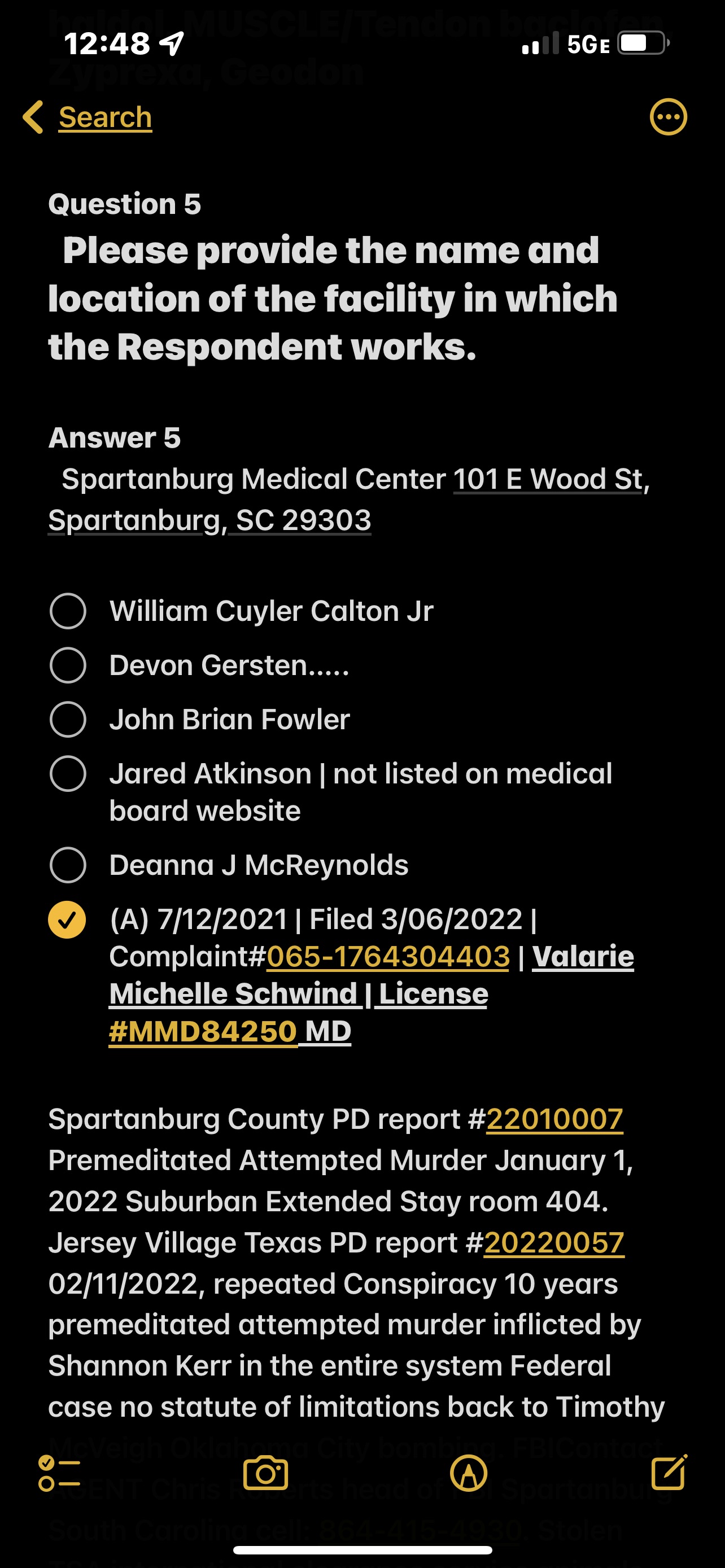 List of South Carolina doctors kidnapping