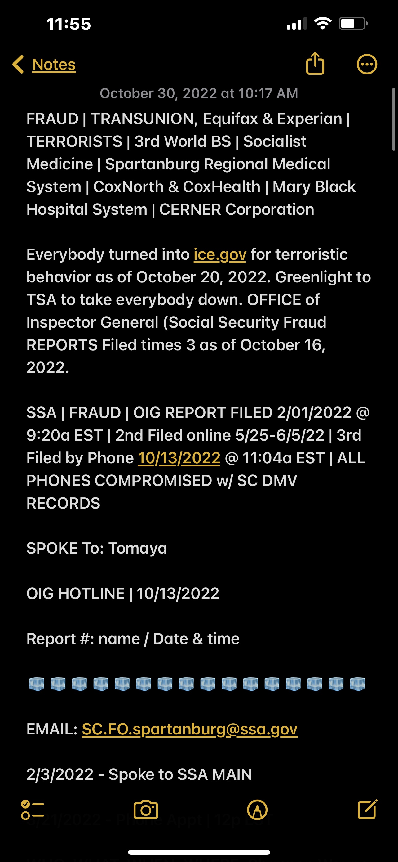 Ice report online terrorist October 20, 2022