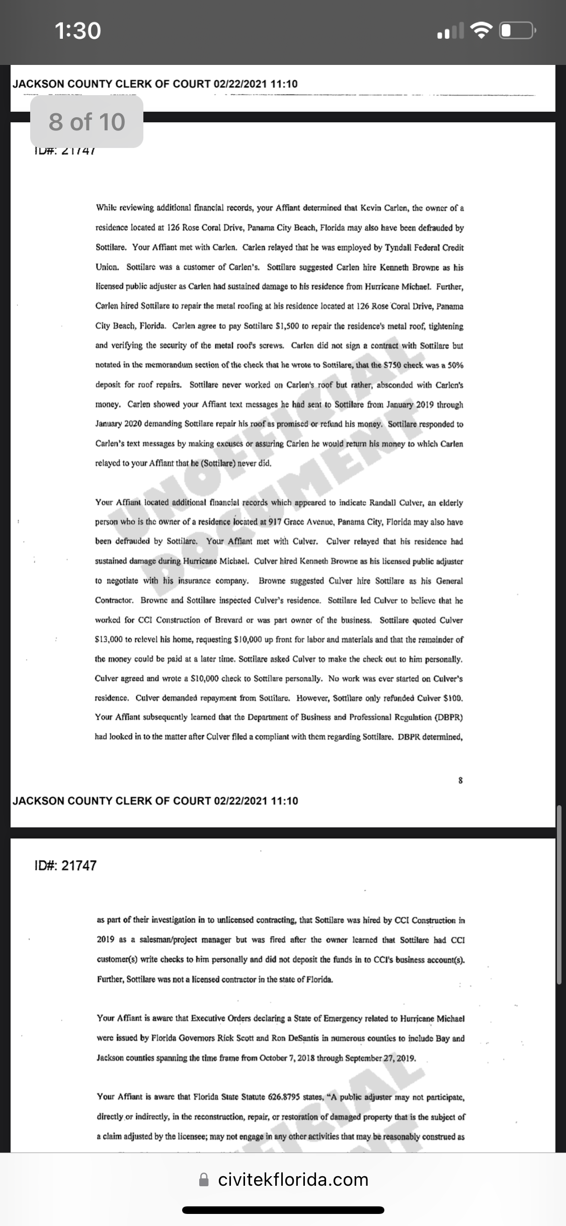 Page 8 felony, Kenneth Browne