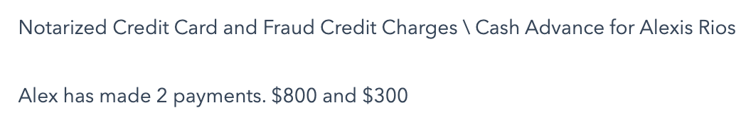 Credit Card Charges and Zelle Loans