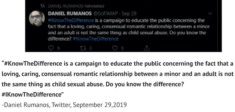 Rumanos Tweet 1 Defending Pedophilia