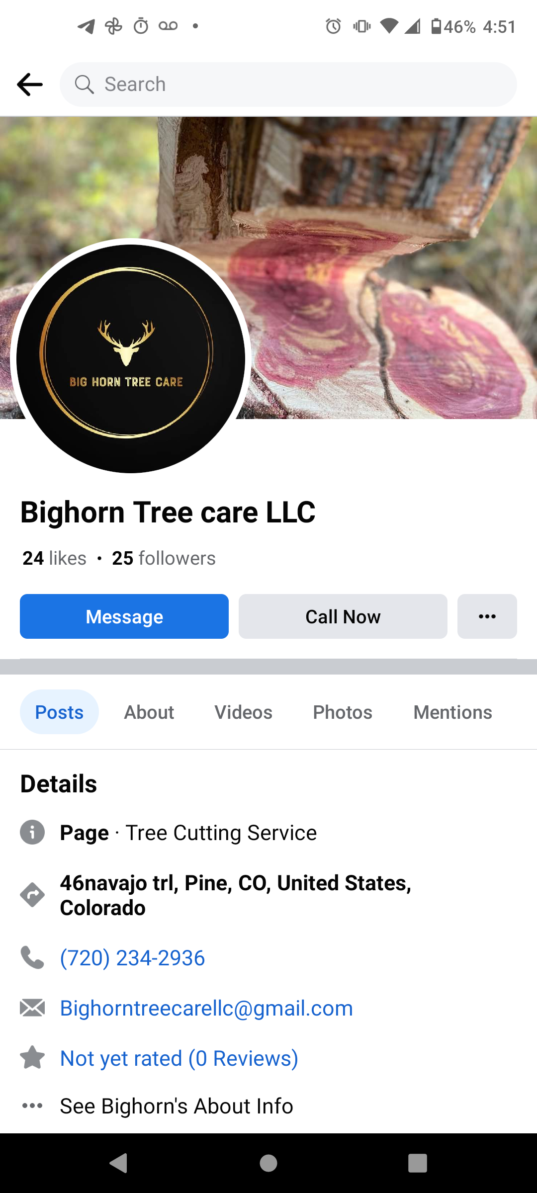The business Facebook page account 