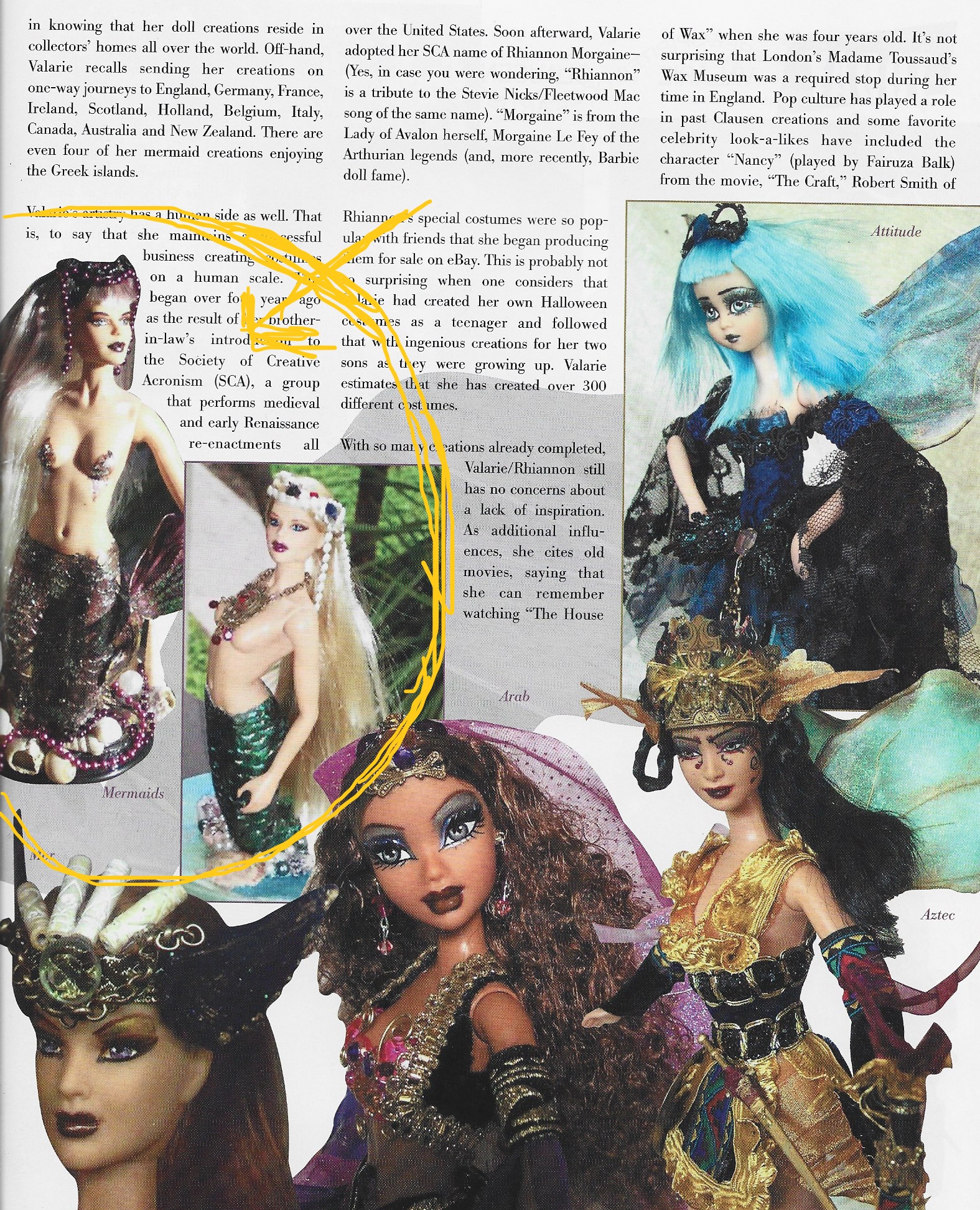 details on Mermaid Dolls by Valarie Clausen 2006