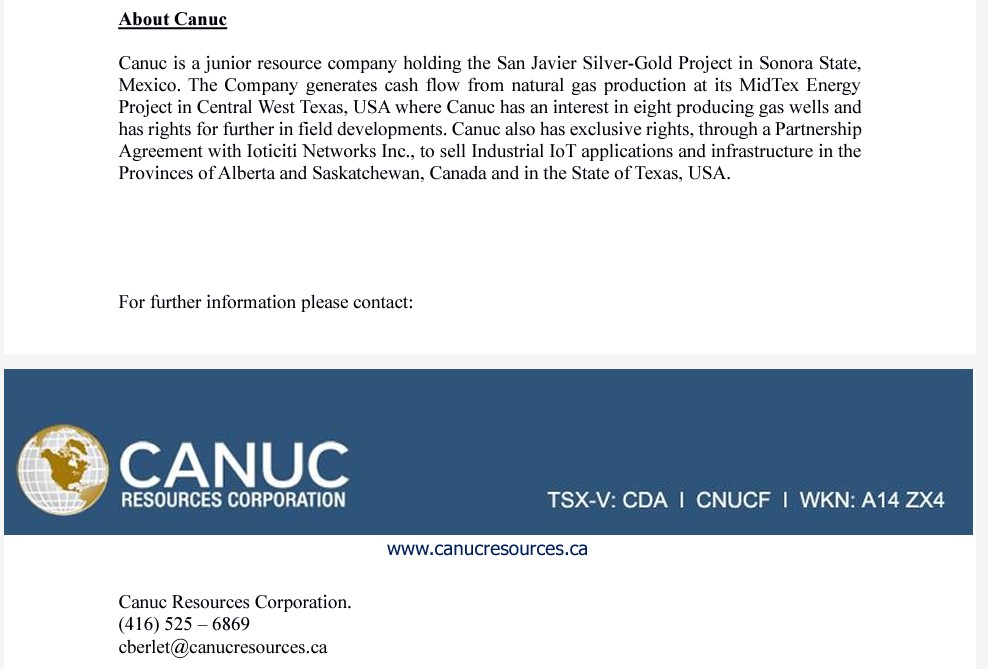 Ioticiti & Canuc Resources announcement