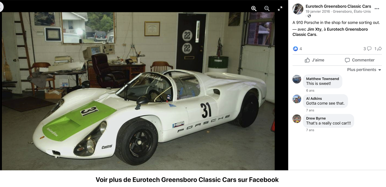 Porsche 910 in the James Christie workshop