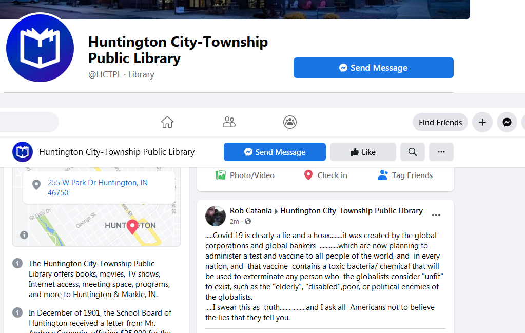 The nefarious Huntington city -township library