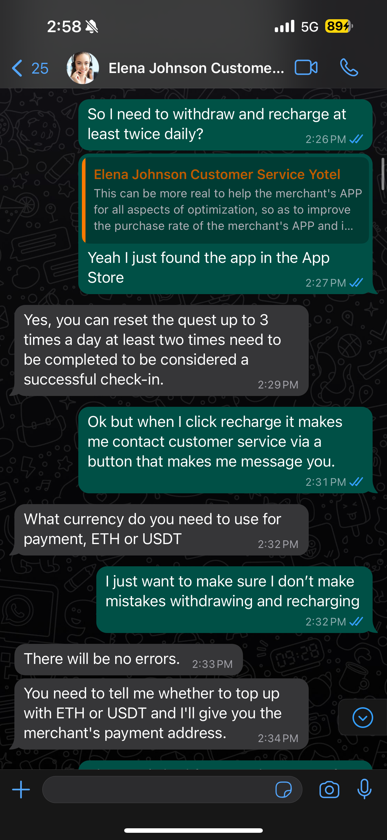 WhatsApp scammer screenshot of conversation