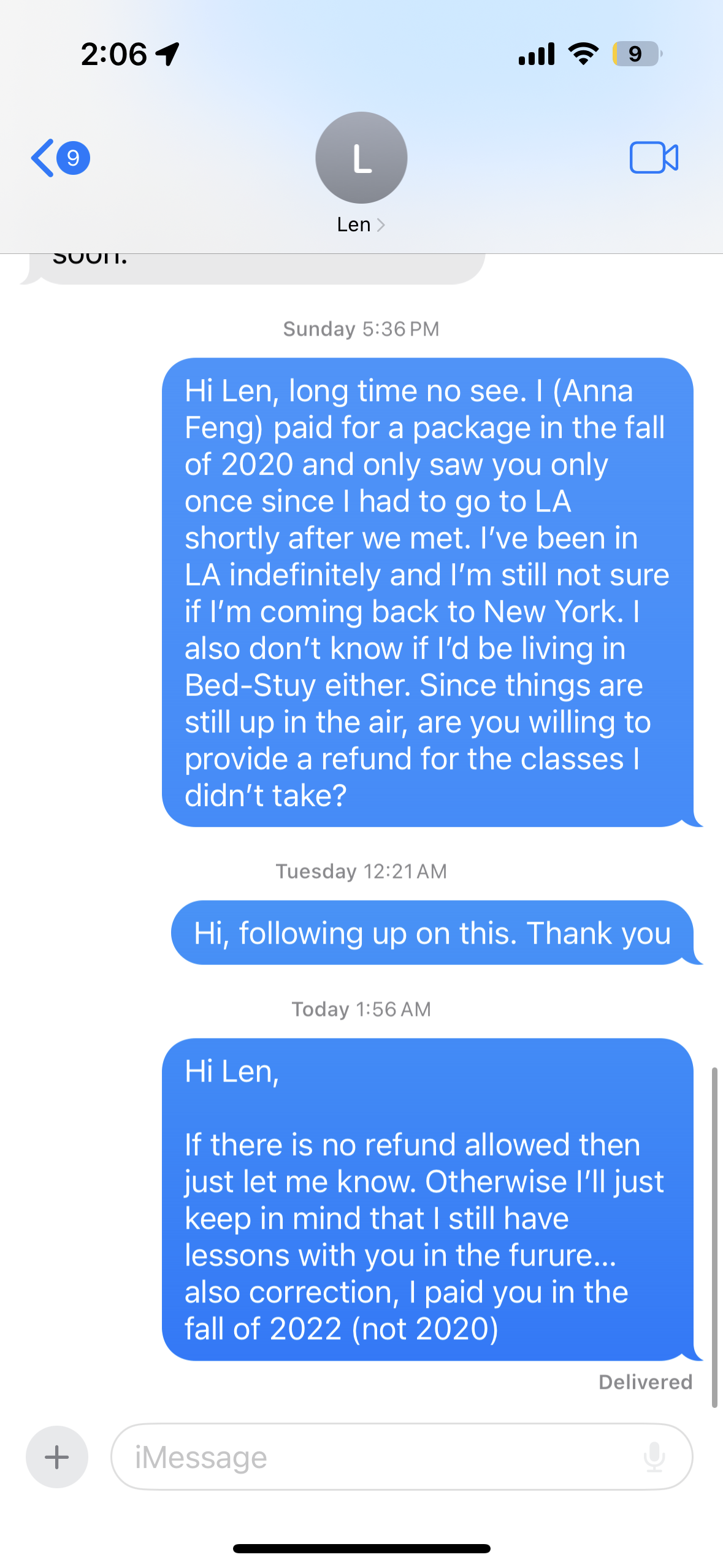 Contacting him after my hiatus