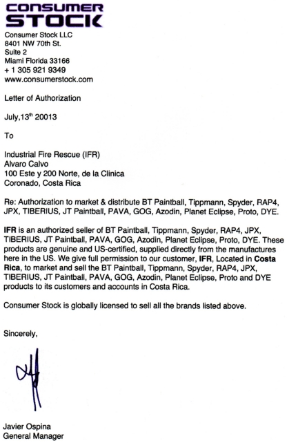 This false letter was used to get into a public bid in Costa Rica.