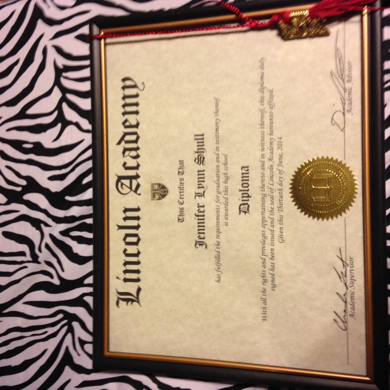 The Diploma Lincoln Academy Sent Me !