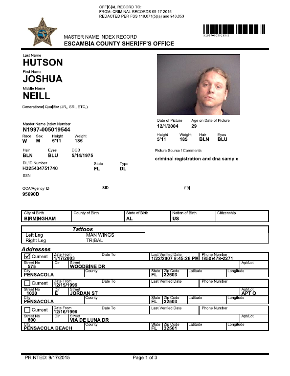 Joshua Hutson Arrest Record