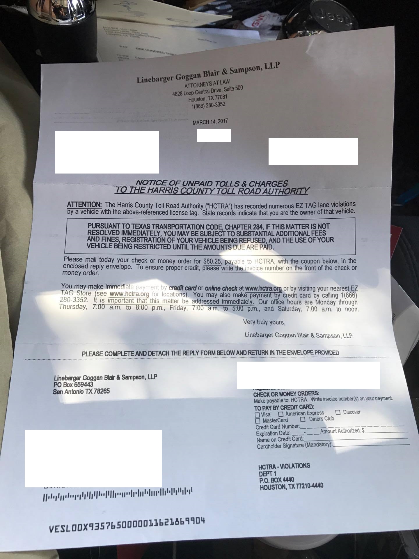 I've removed address information and any additional personal information. The only reason I received this notice is because I was finally able to get to the post office and change my address.