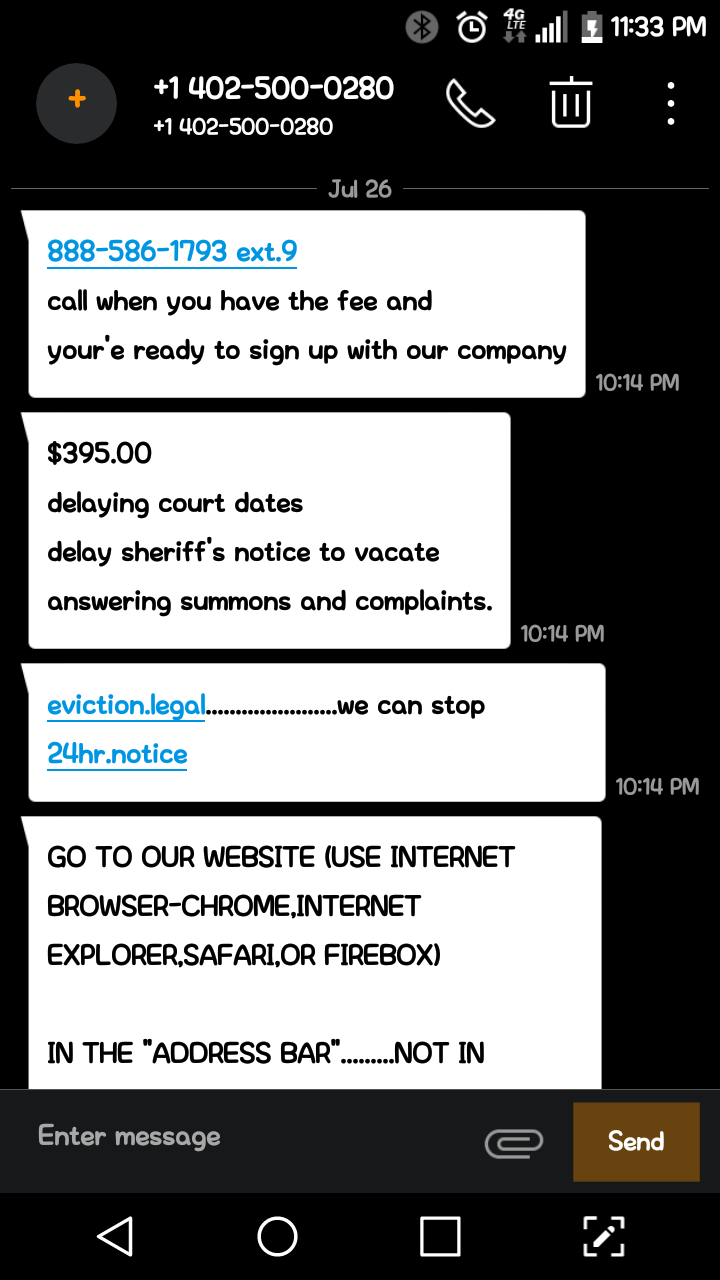 Screenshot of phone text