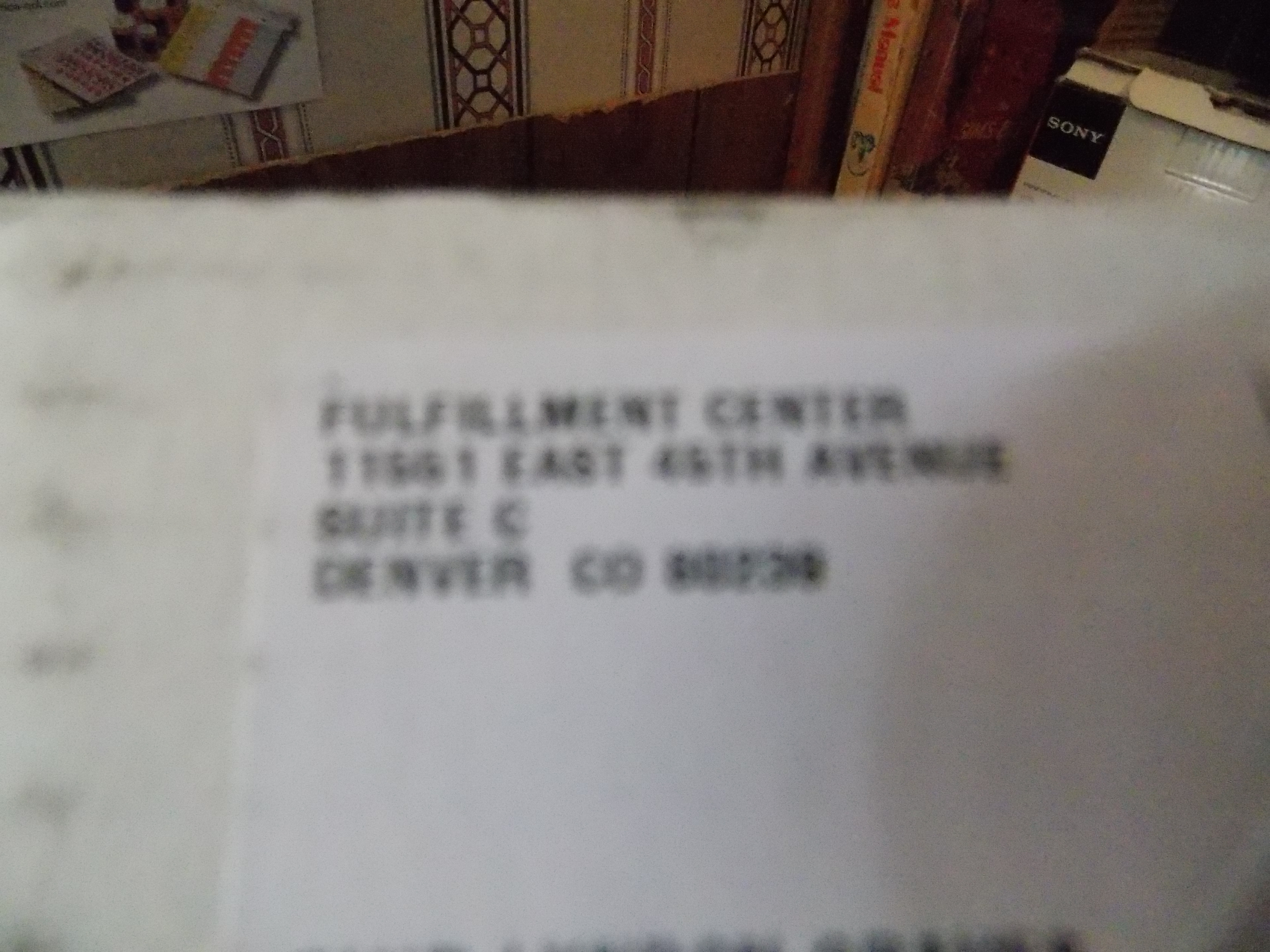 Shipping address in Denver, CO