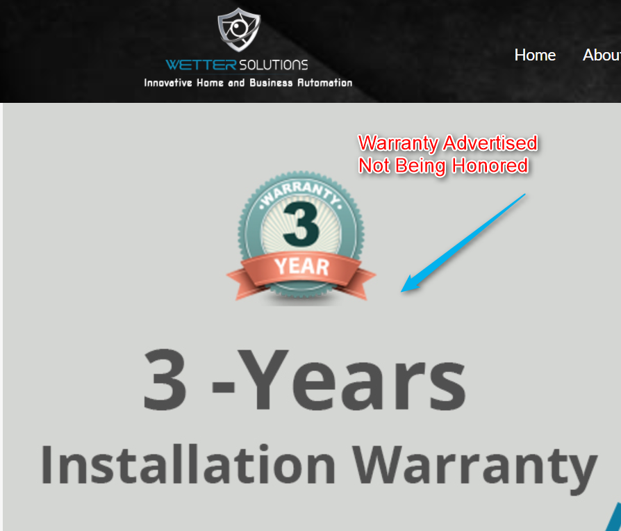 3 years warranty advertised on website 