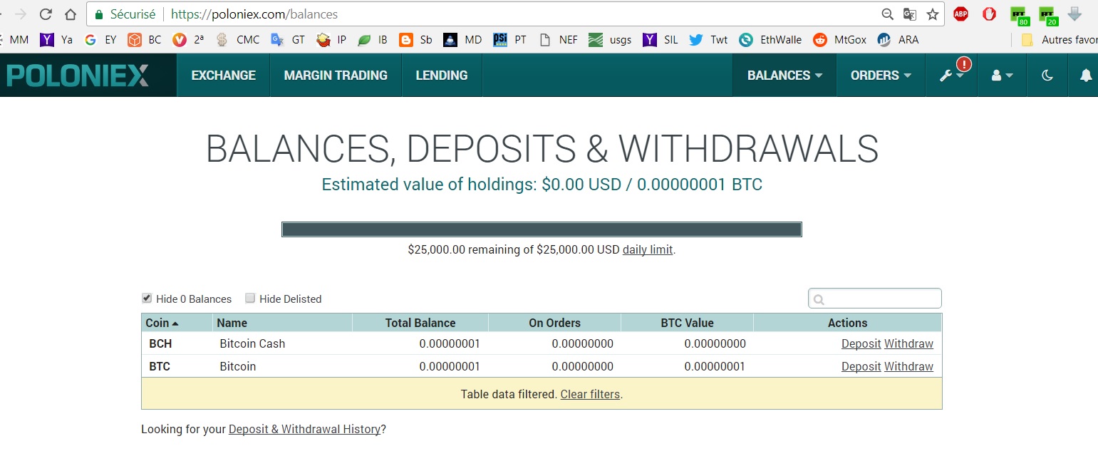 Proof of deposit and withdrawals