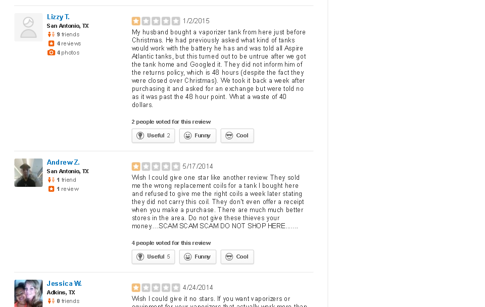 Proof of pissed off customers on Yelp 