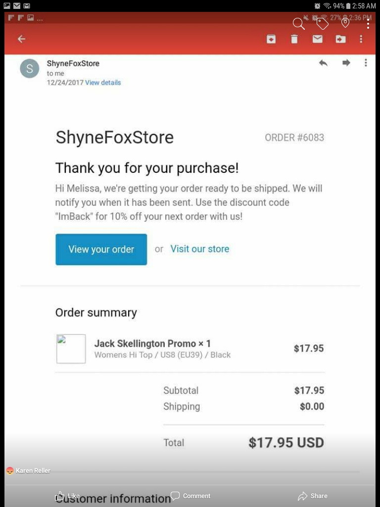 Shynefoxstore order
