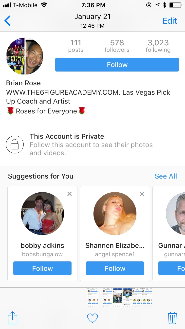 Instagram of dating coach scam 