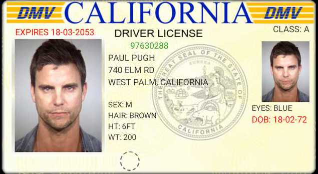 Fake ID for Ridgeway's uncle Paul Pugh, Ohio