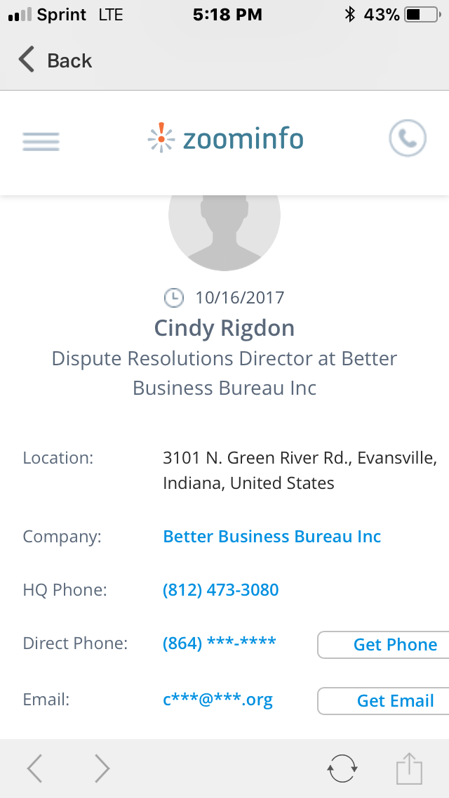Cindy Rigdon address at the bbb