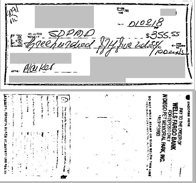 Copy of the Cancelled Check.