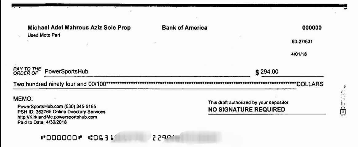 copy of the check they used powerporthub.com