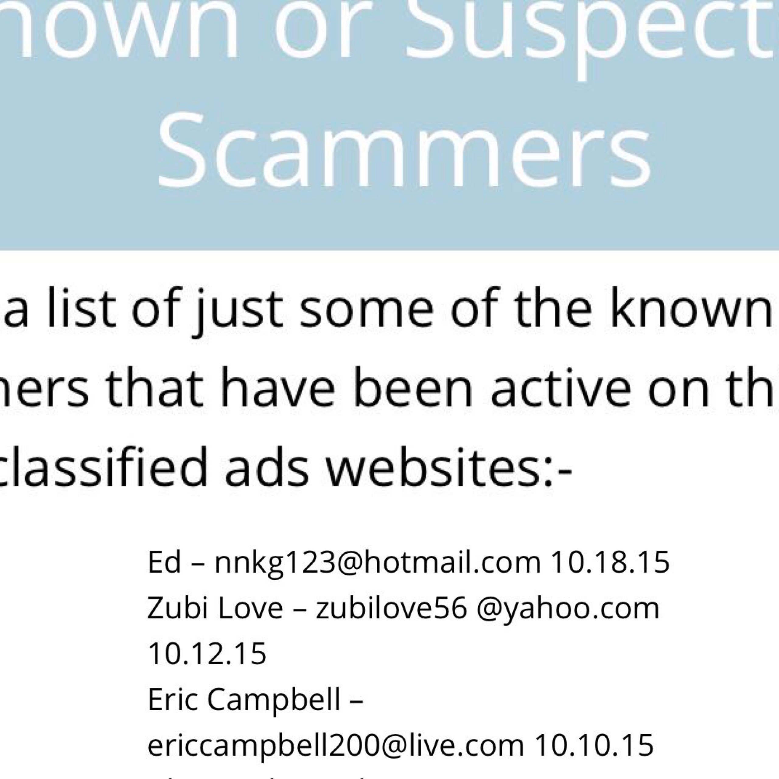 Name is already listed on other sites as a Scam 