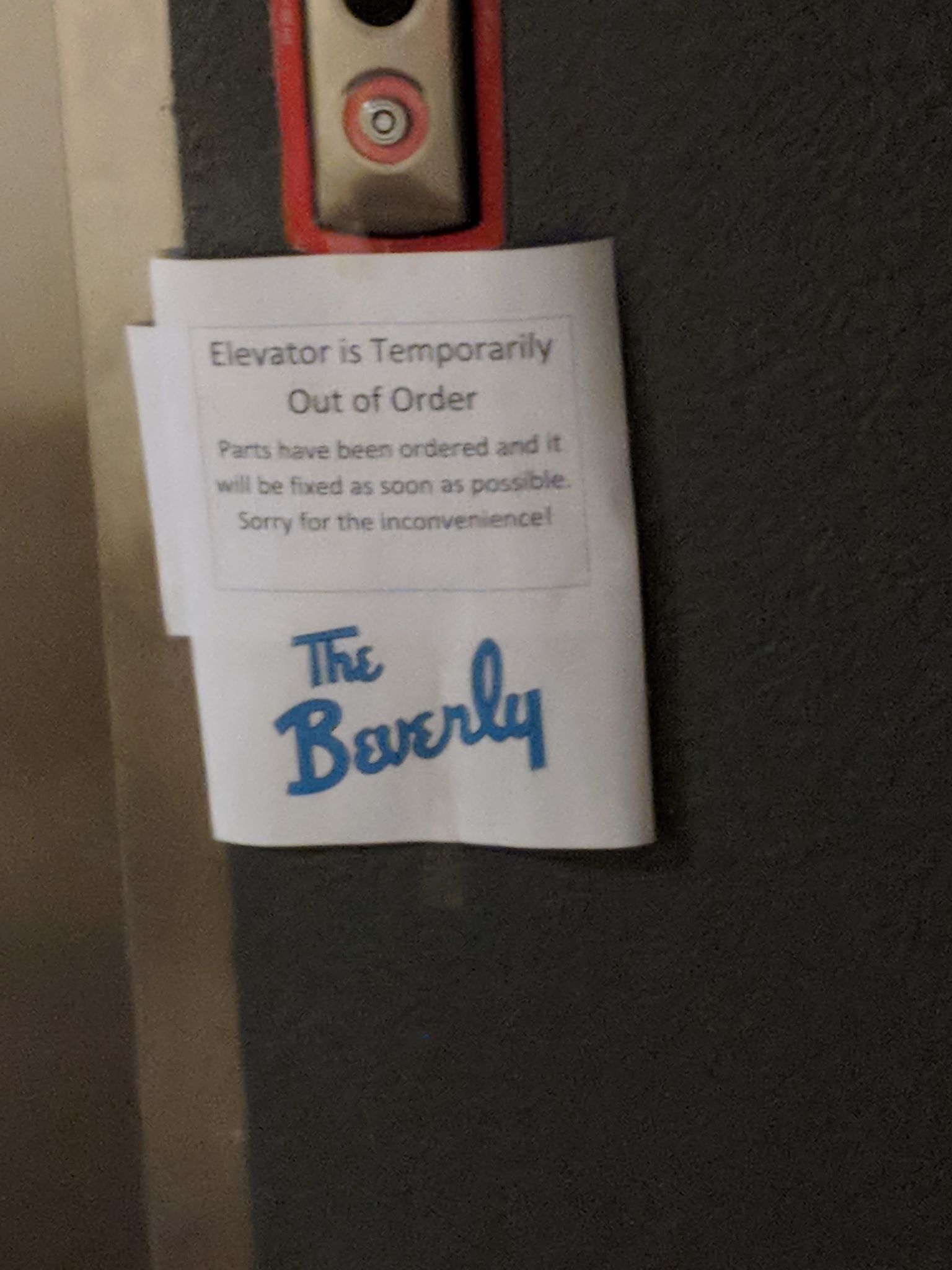 The Beverly's never working elevator.