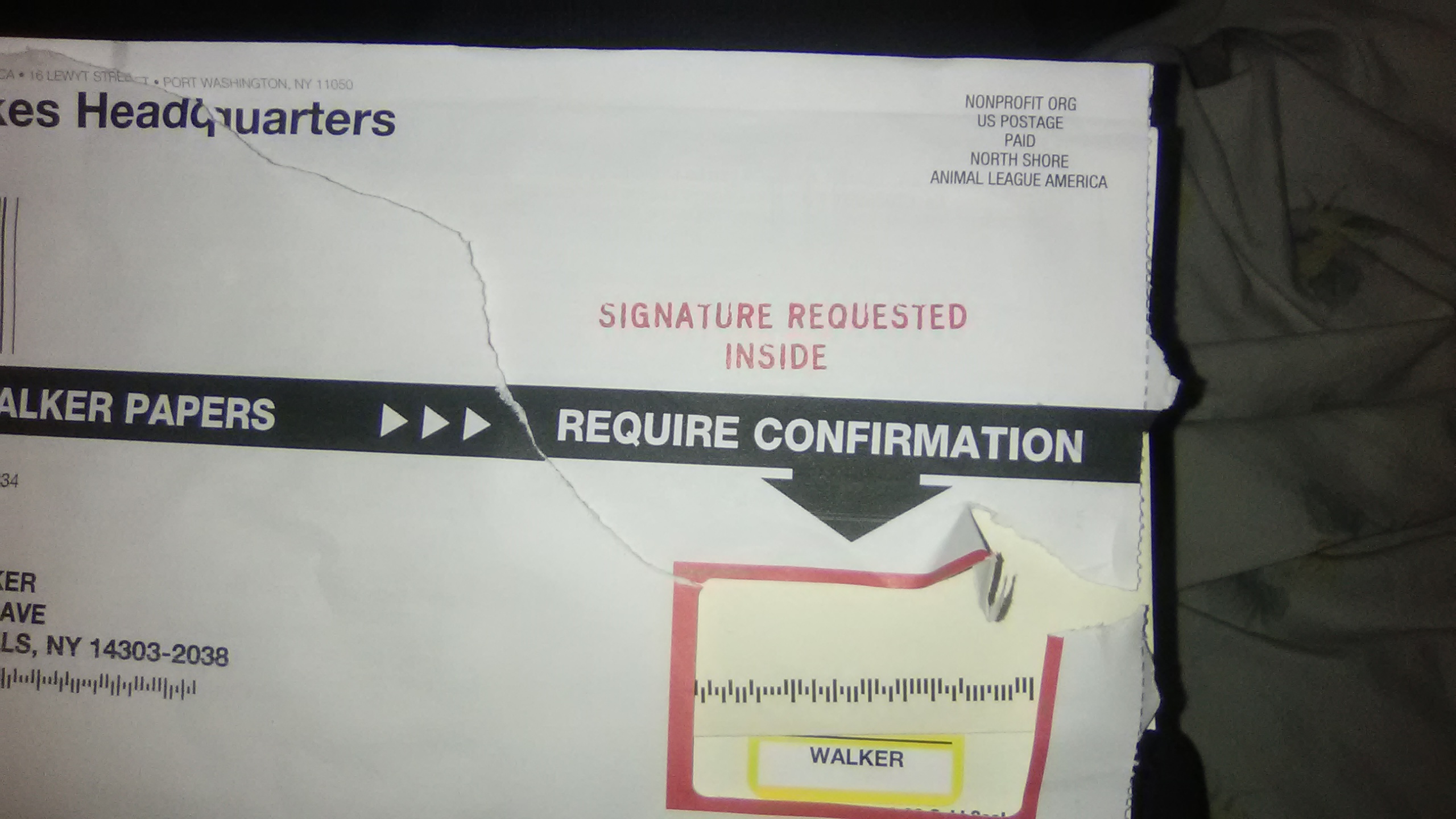 Address on envelope in corner right