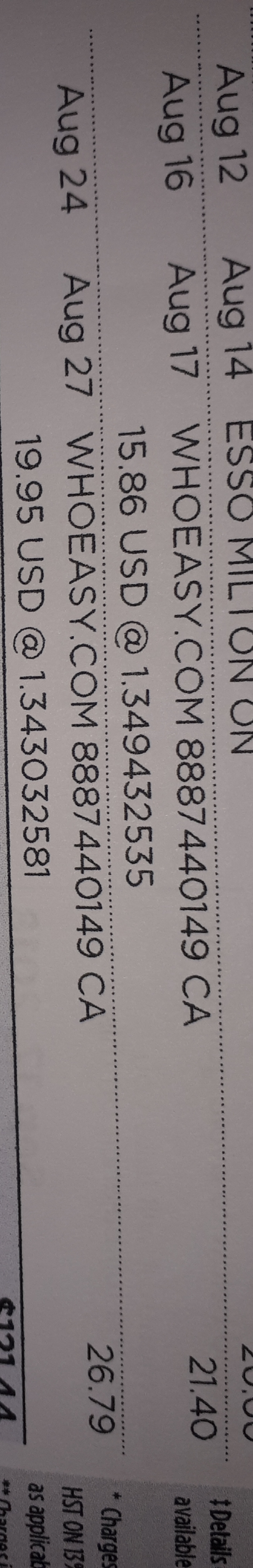 proof of charges on my bill