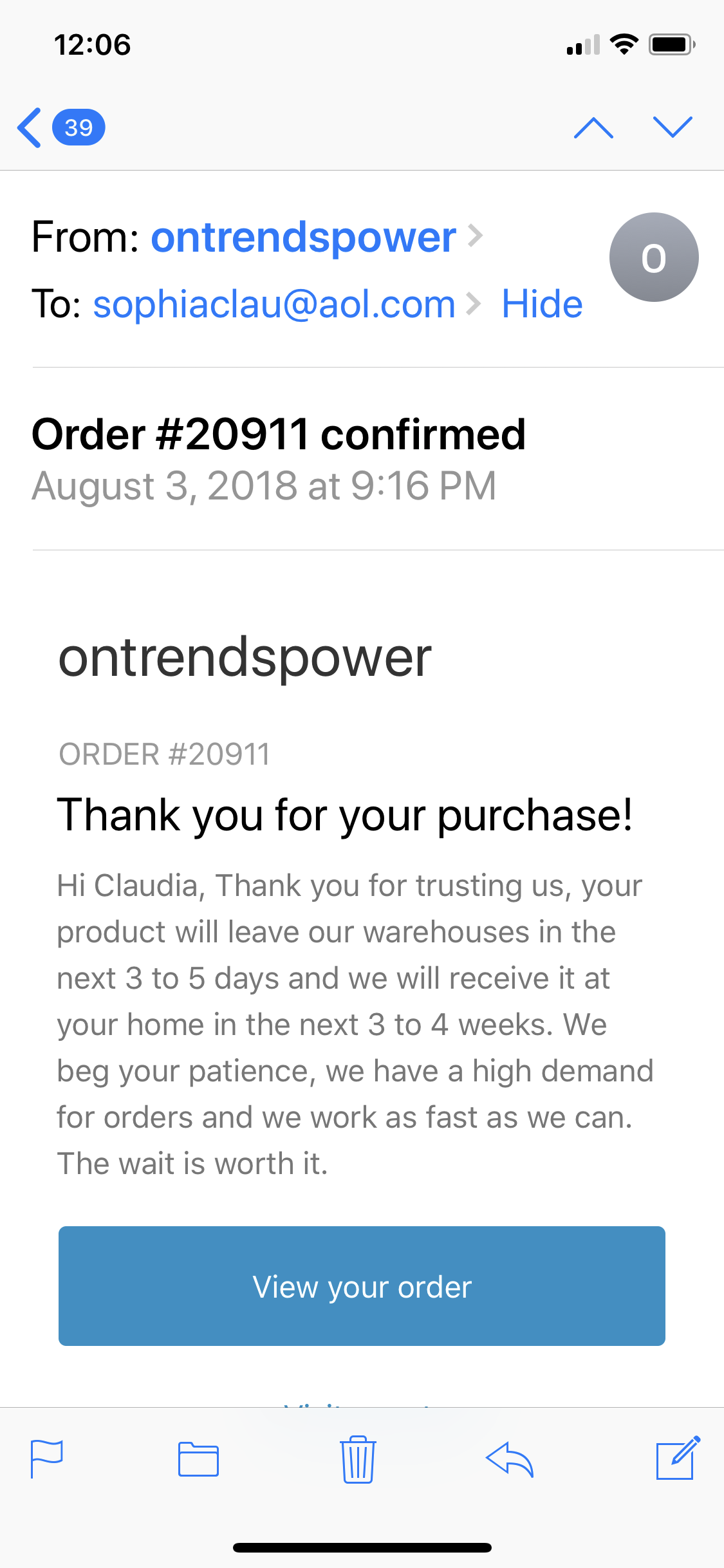 Email from Ontrendspower 