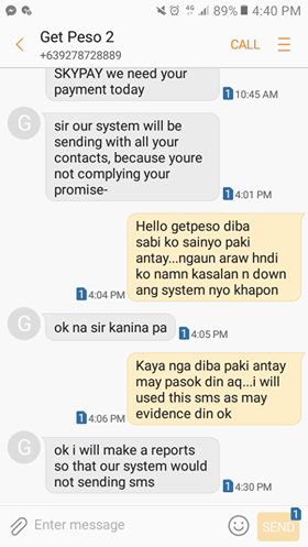 SMS from GETPESO