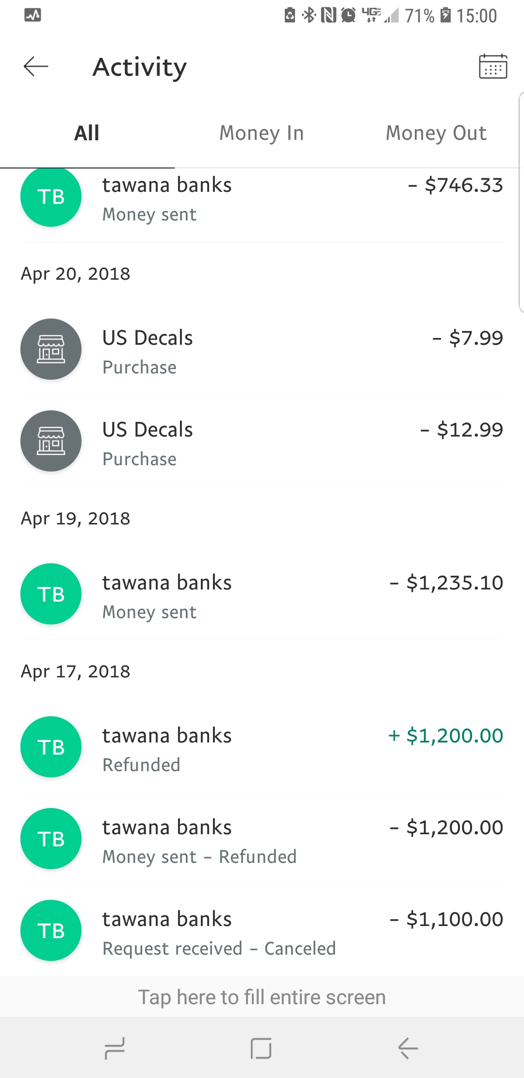 Tawana Banks requested money to be PayPal