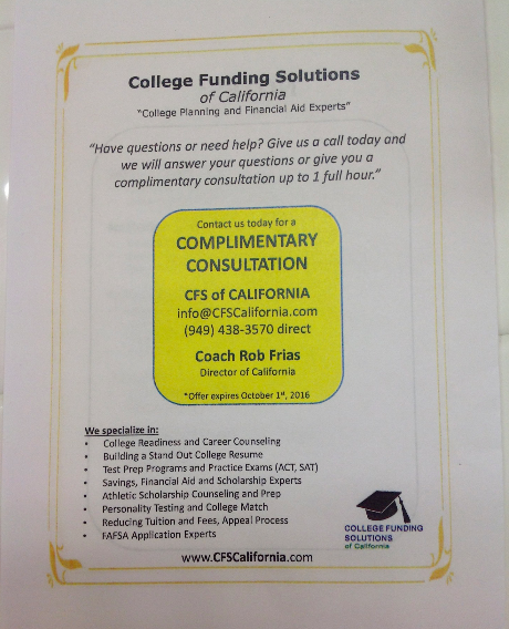 Flier of College Financial Services