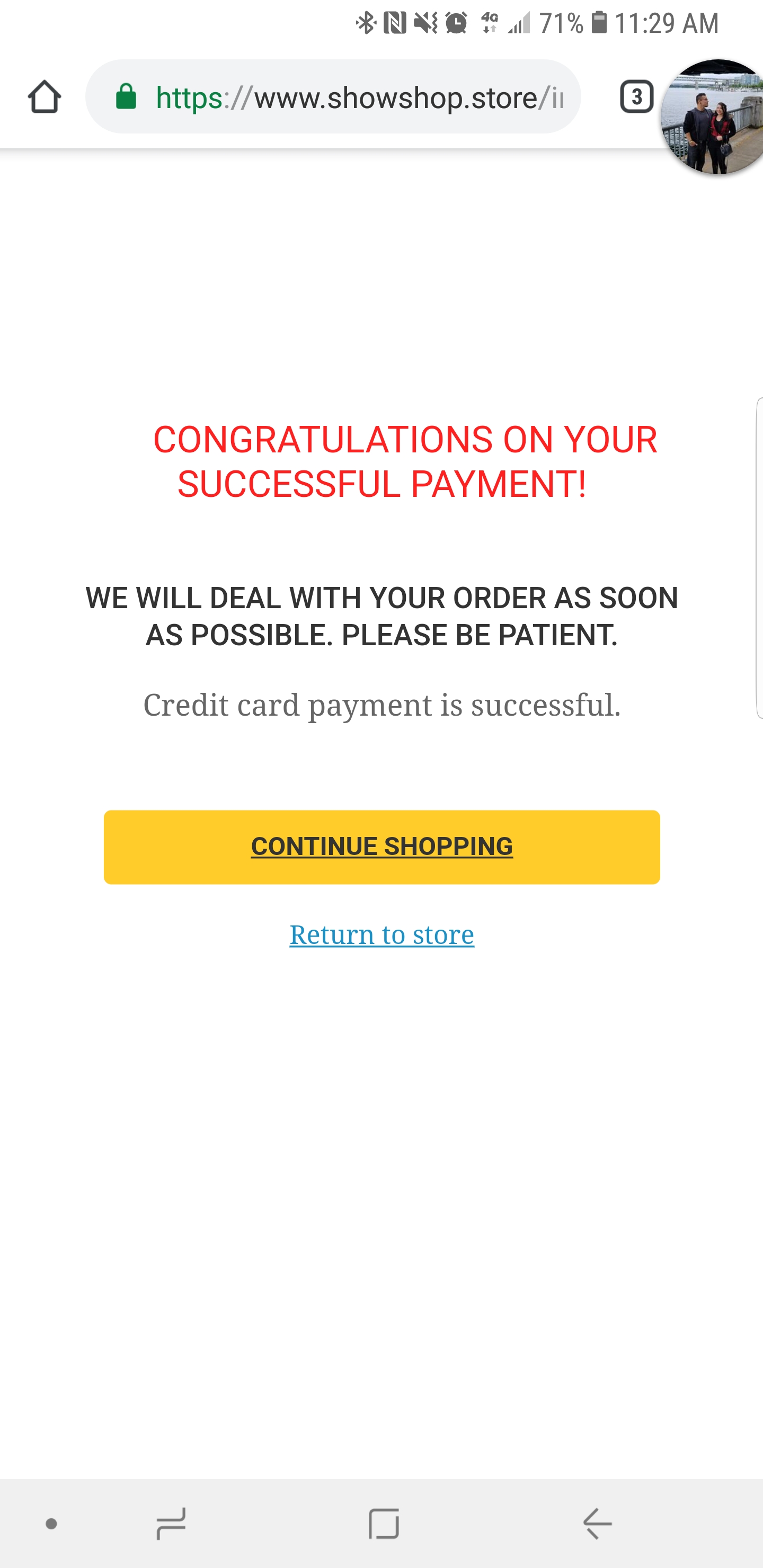 No order number or confirmation 